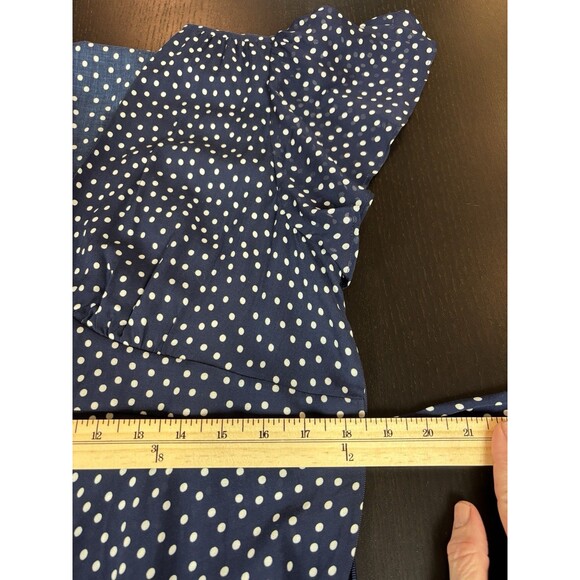 Rixo Maxi Florida Dress Bohemia Dots Navy Blue White Polka Dots 14 Short Sleeve - Picture 7 of 11